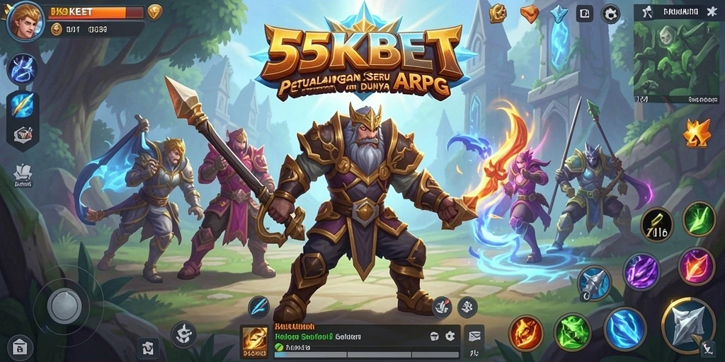 Tangkapan layar gameplay 55KBET yang menunjukkan aksi pertempuran ARPG.