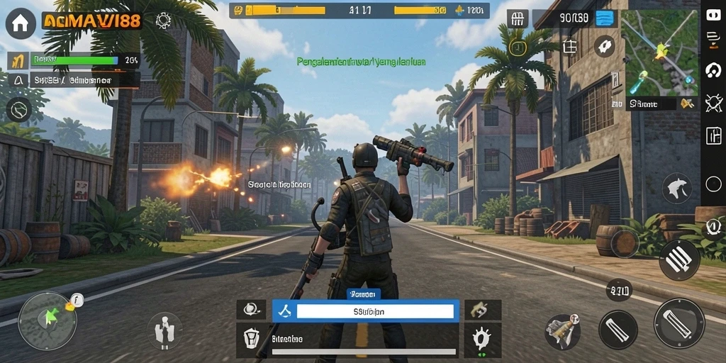 Tampilan gameplay menarik dari AMAVI88 dengan karakter yang berinteraksi.