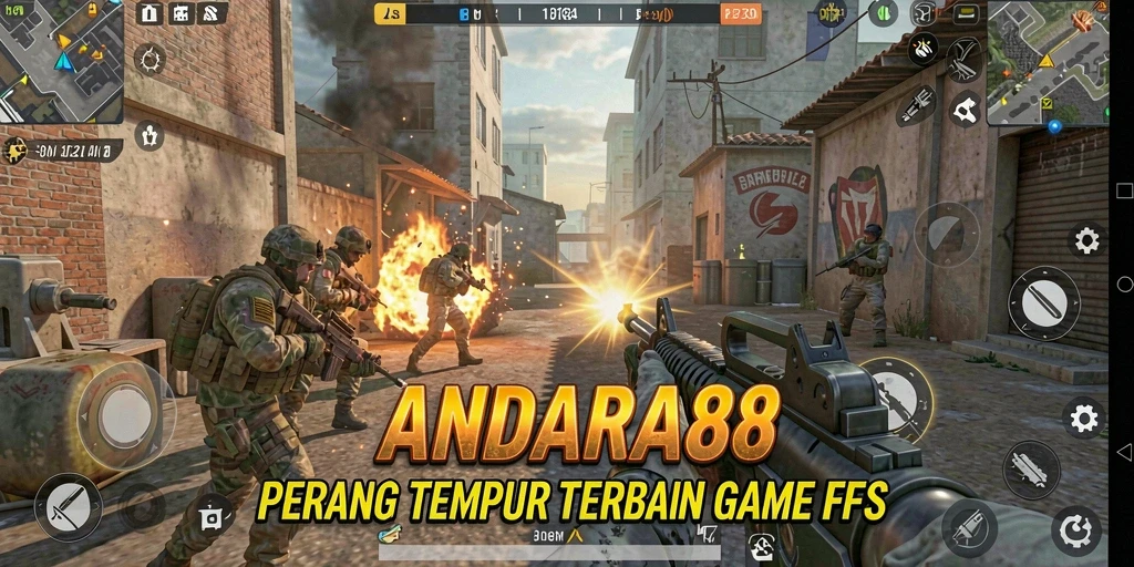 Screenshot gameplay ANDARA88 menampilkan aksi tembak-menembak yang mendebarkan.