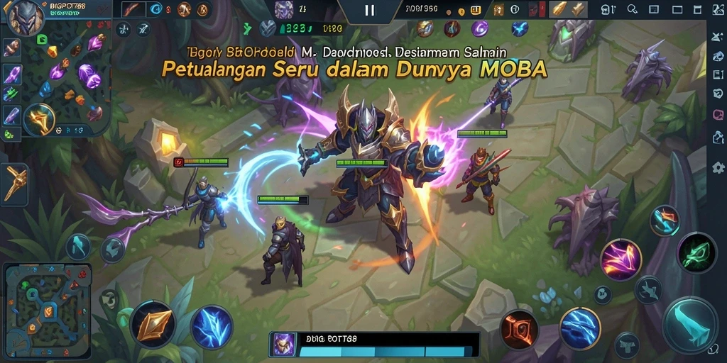 Screenshot gameplay BIGPOT88 yang menampilkan pertempuran seru di arena MOBA.