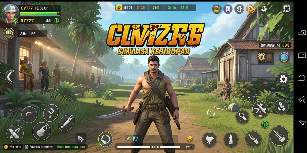 Tangkapan layar gameplay CV777 yang menampilkan aksi seru dan simulasi kehidupan.