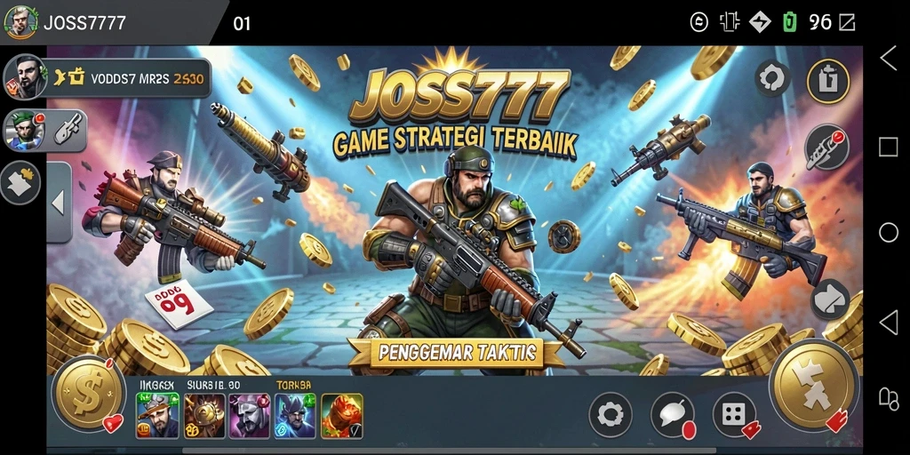 Tangkapan layar gameplay JOSS777 menunjukkan aksi strategi yang intens.