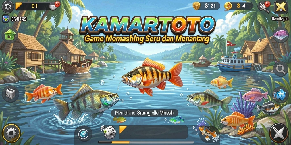 Screenshot gameplay KAMARTOTO menampilkan saat memancing yang mendebarkan.