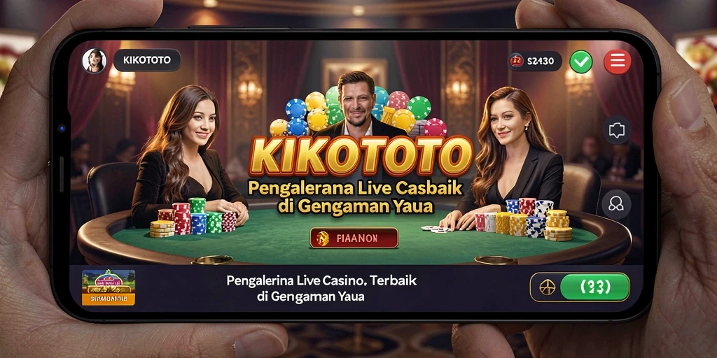 Screenshot gameplay KIKOTOTO menampilkan dealer langsung dan suasana kasino yang realistis.