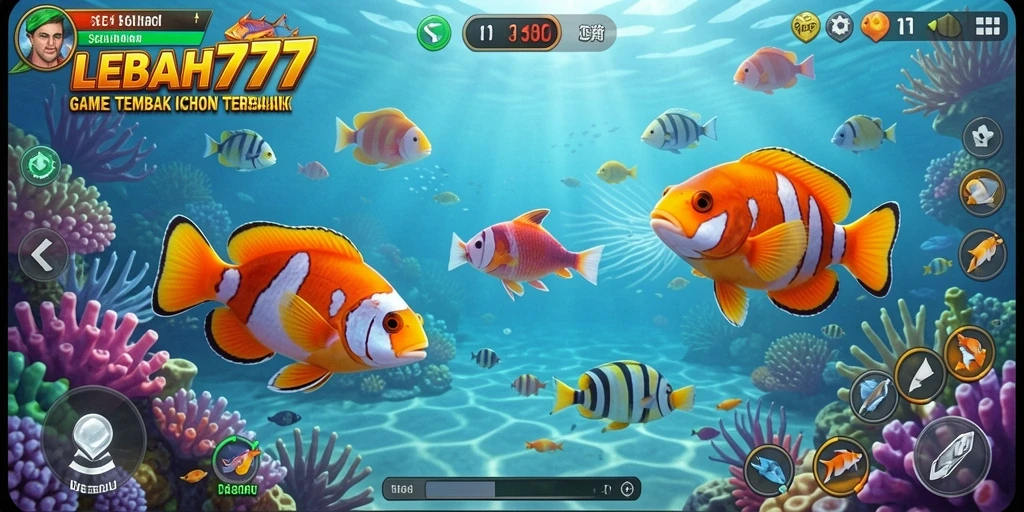 Tampilan gameplay seru dalam LEBAH777 saat menembak ikan.