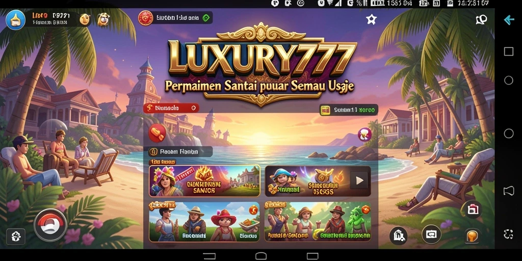 Screenshot utama LUXURY777 menampilkan gameplay santai yang menyenangkan.
