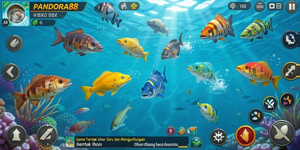 Tampilan gameplay seru dari PANDORA88 saat menembak ikan.