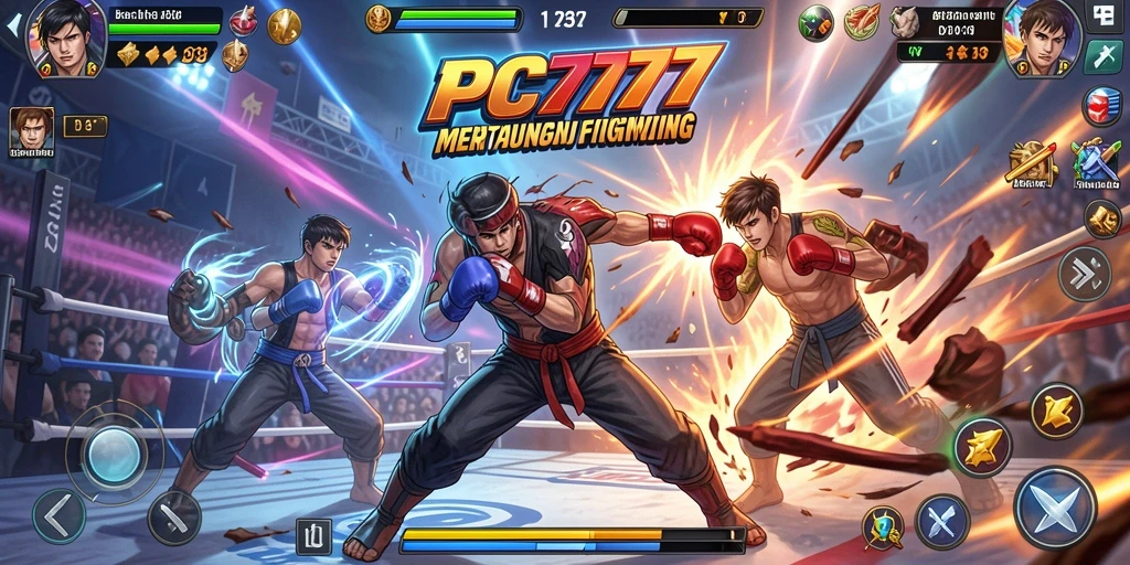 Screenshot PC777 menampilkan aksi bertarung yang memukau dan intens.