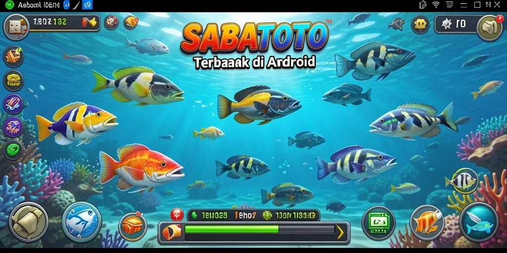 Tangkapan gameplay seru di SABATOTO dengan banyak ikan untuk ditembak.