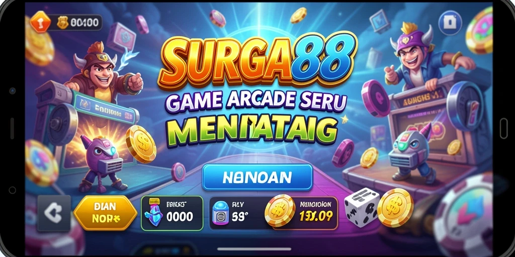 Screenshot utama SURGA88 menampilkan serunya gameplay arcade penuh warna.