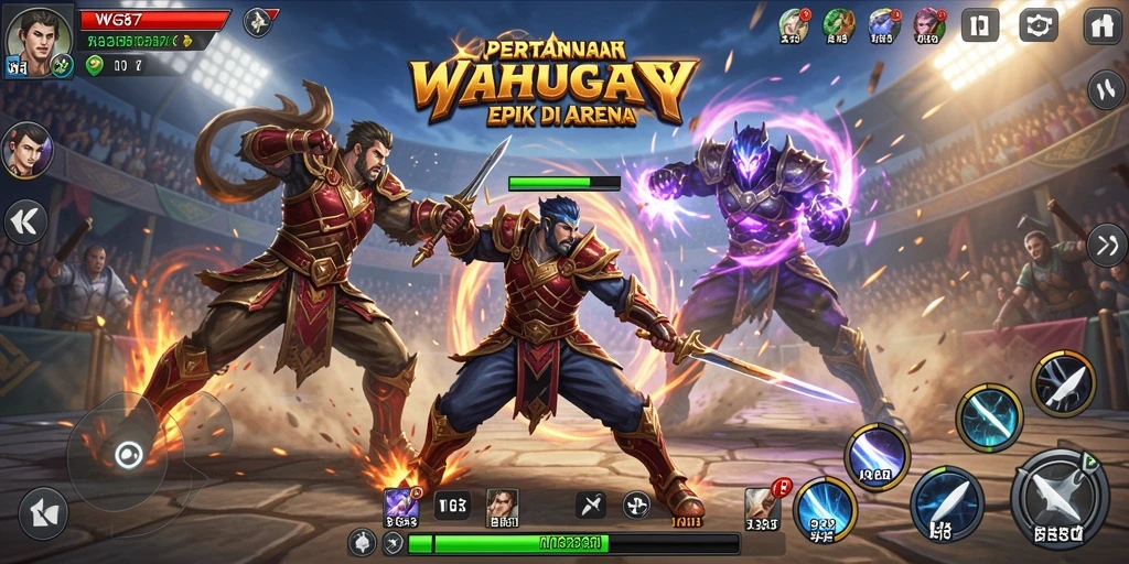 Tampilan menarik dari gameplay pertarungan WG87 yang mendebarkan.